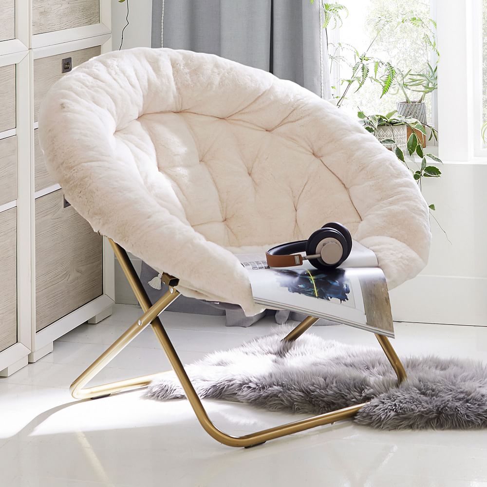 Shop Polar Bear Faux Fur Ivory Hang A Round Chair online Pottery