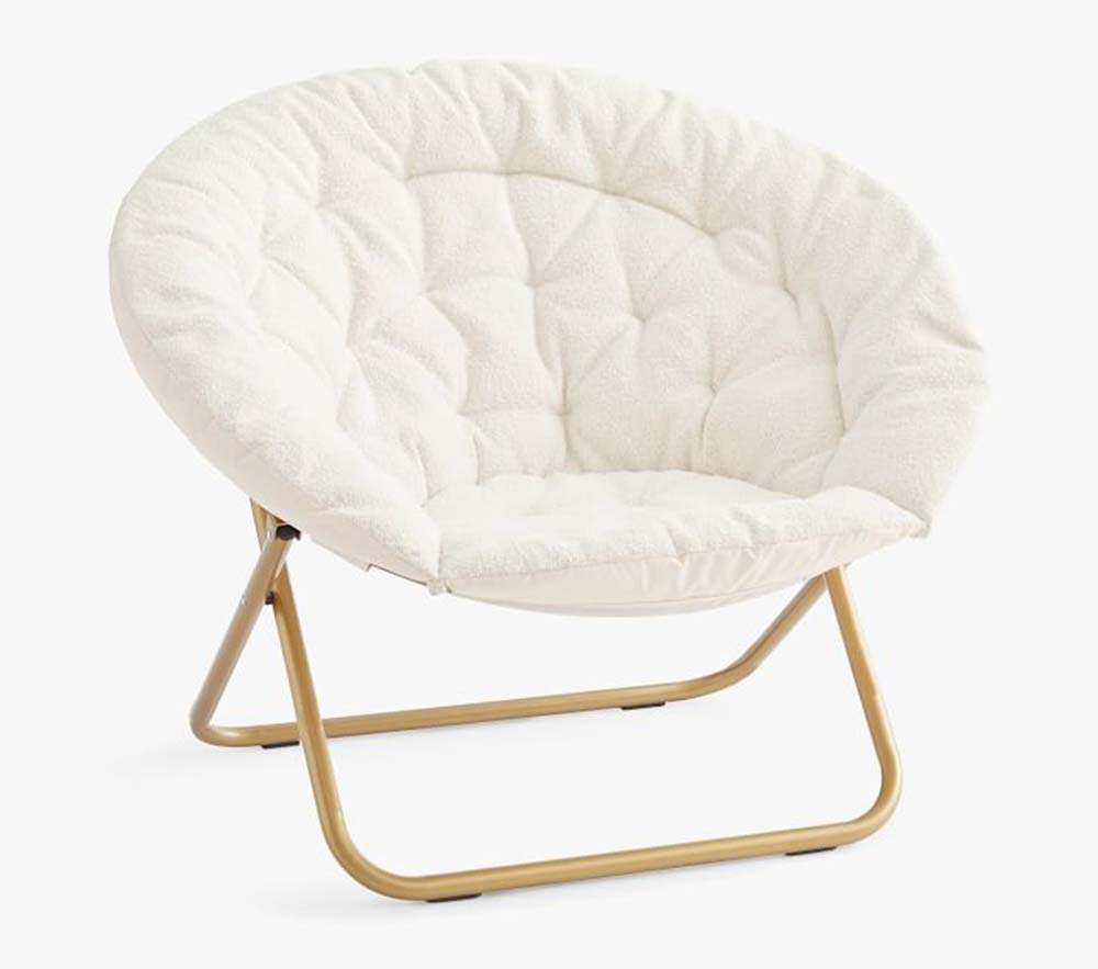 Shop Chunky Boucle Ivory Hang A Round Lounge Chair online
