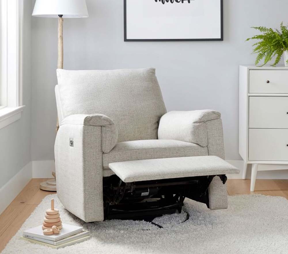Shop Dream Power Swivel Glider Recliner Chenille Tweed Light Gray