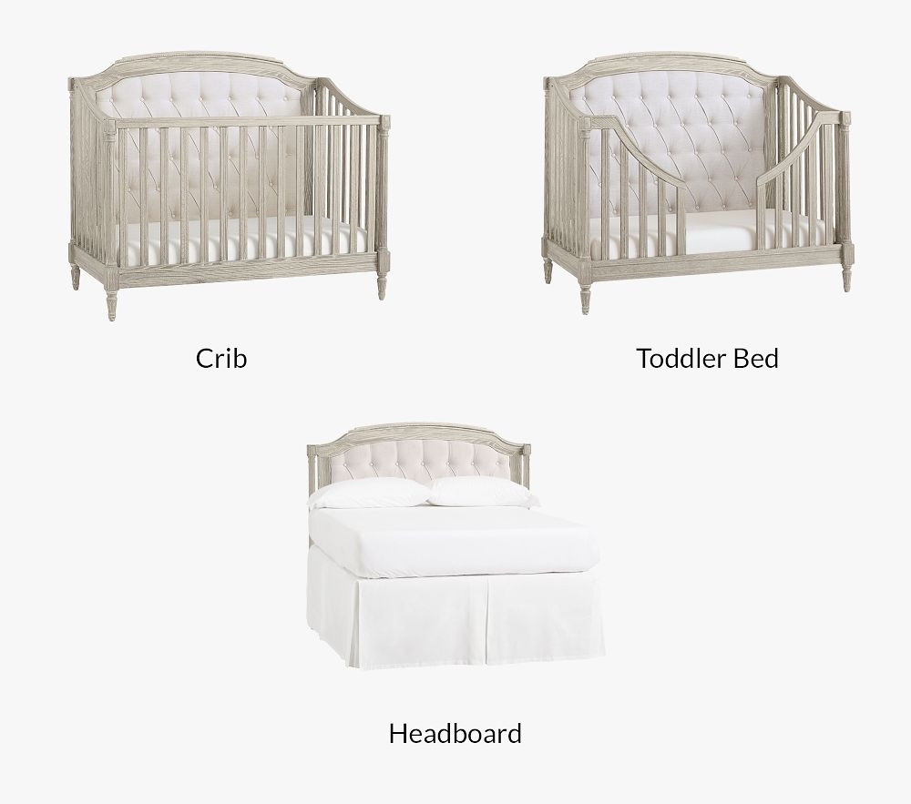 Baby crib cheap with upholstered headboard