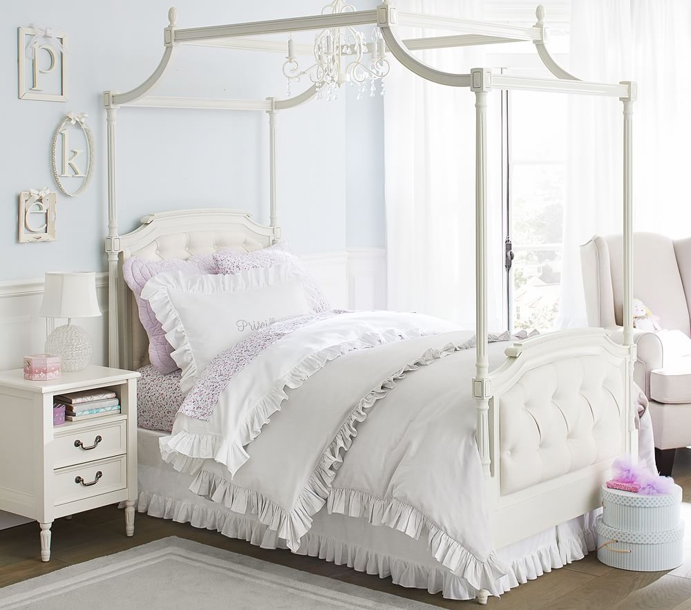 Pottery barn gold canopy bed deals