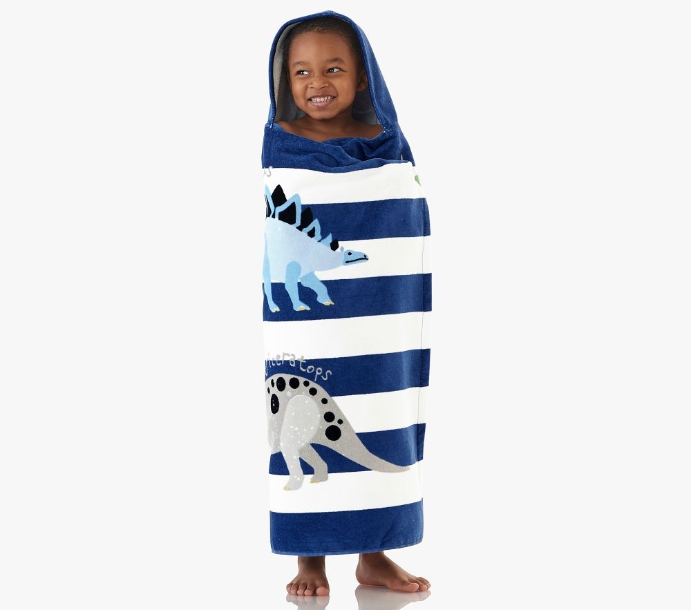 Shop Finn Dino Rugby Stripe Kid Beach Hooded Towel online