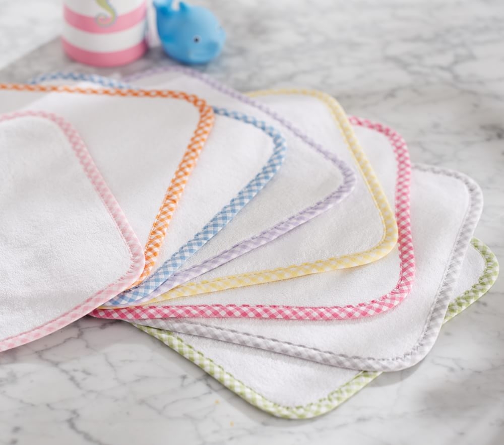 Shop Gingham Baby Hooded Towel Washcloths Set online Pottery