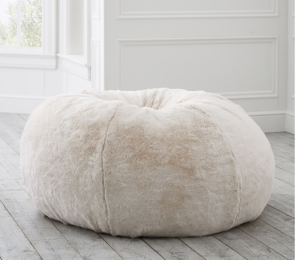 White faux fur on sale bean bag chair
