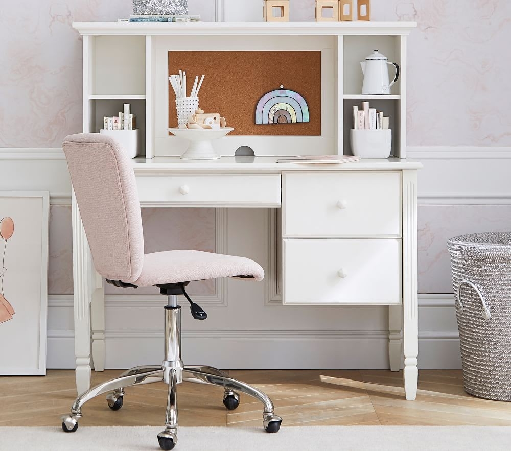 Kids white top desk with drawers