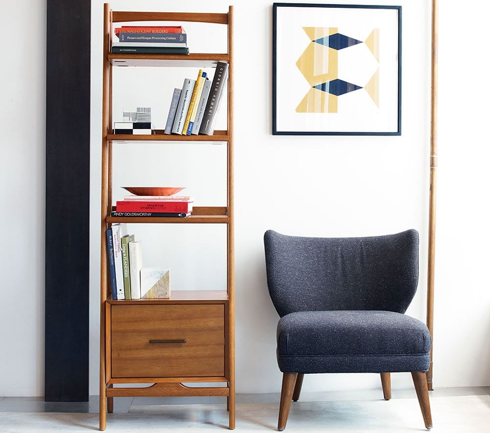 Mid century outlet narrow bookshelf
