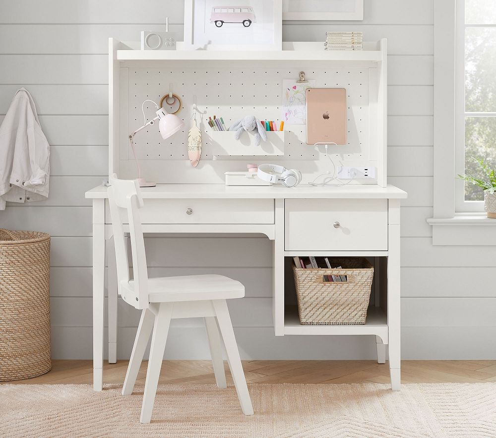 Girls white top desk with hutch