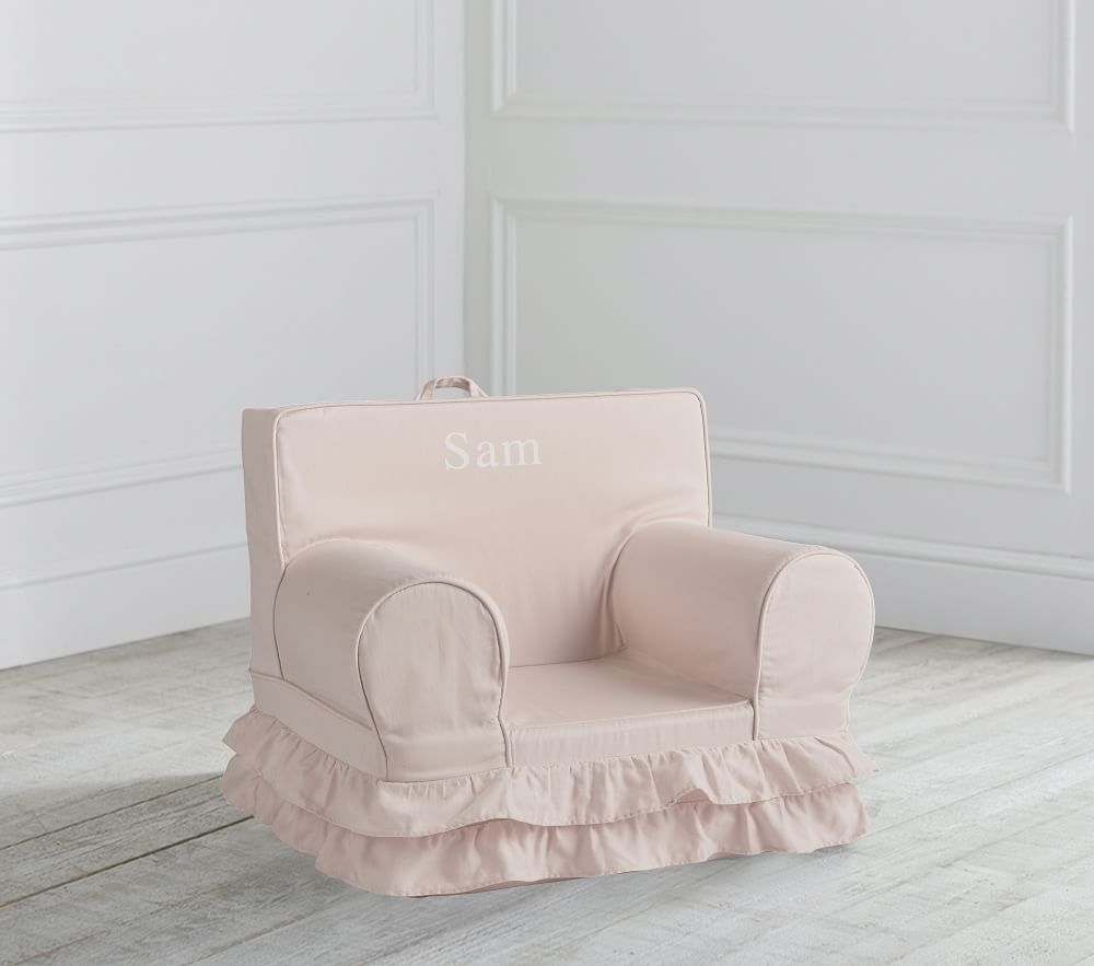 NEW GREY RUFFLE COVER SMALL INSERT FOR POTTERY BARN KIDS ANYWHERE CHAIR 