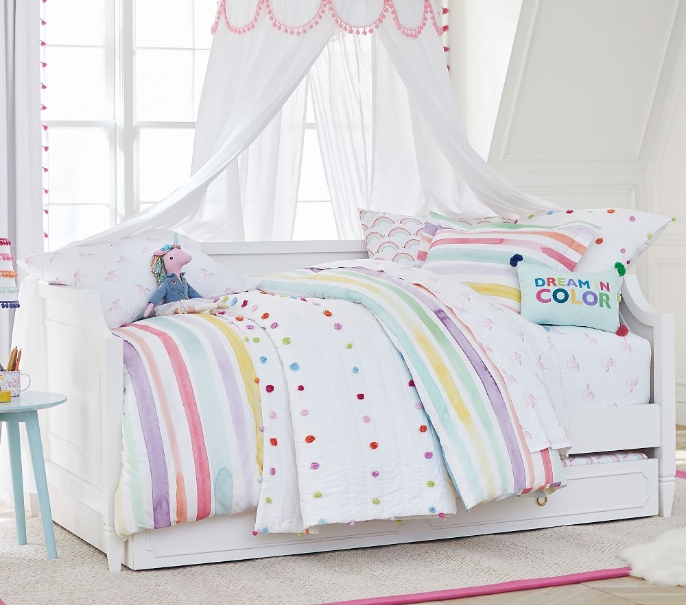 Shop Organic Kayla Rainbow Stripe Duvet Cover online Pottery