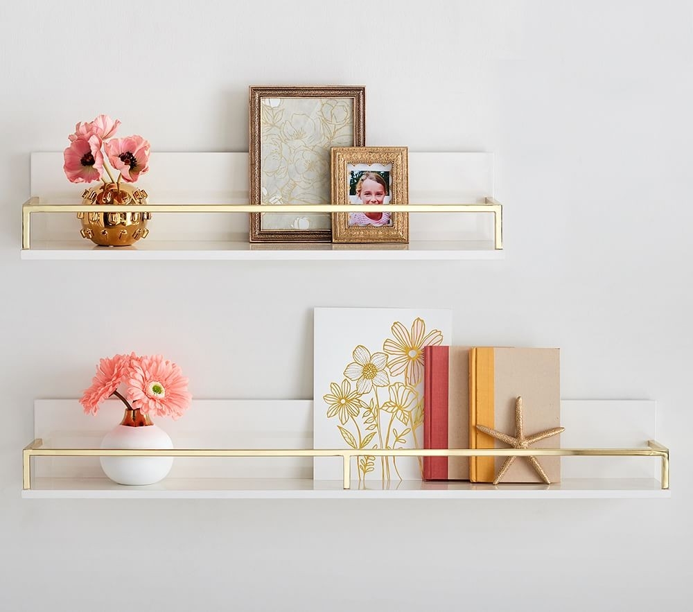 White and gold hot sale shelves