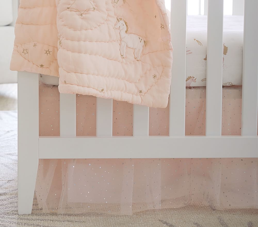 Blush tulle crib skirt sales
