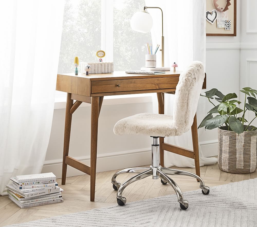 Shop Round Upholstered Desk Chair Brushed Nickel Base online