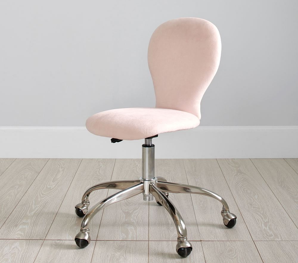 Round Upholstered Desk Chair Brushed Nickel Base