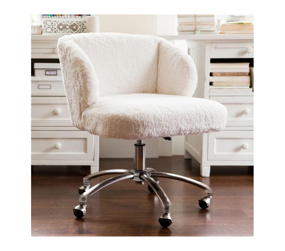 Shop Sherpa Ivory Wingback Swivel Desk Chair online Pottery Barn